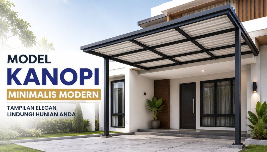 Model kanopi minimalis modern untuk rumah dengan rangka hollow